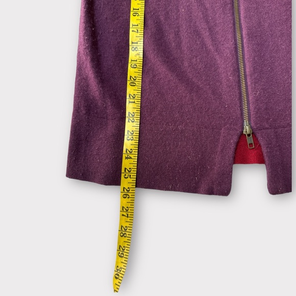 Ply Cashmere Brand 100% Cashmere Back Zip Sweater, Size M, Burgundy Purple - Picture 8 of 10